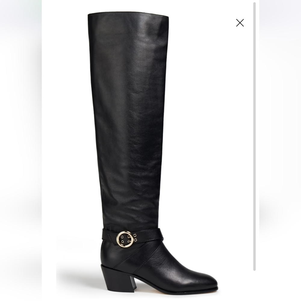 Jimmy Choo Beca 45 Leather Knee High Black Boots Size EU 36/ US 6 NWT